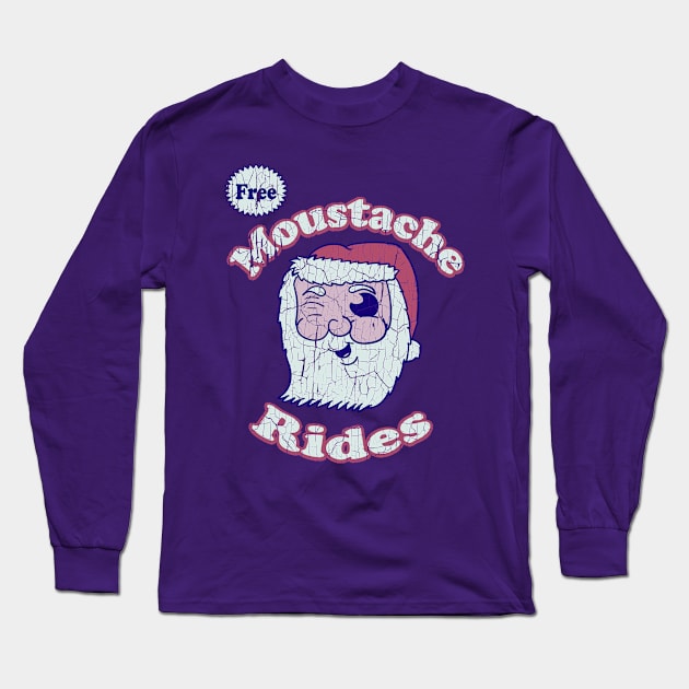 Retro Free Moustache Ride Santa 3 Long Sleeve T-Shirt by Eric03091978